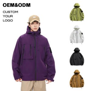 Best Selling Mens Softshell Jacket Stand Zipper Waterproof Windproof Breathable Spring Durable Functional for Outdoor Hiking