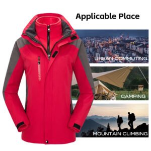 Outdoor Ski Jacket Hooded Quick Dry Multi Pocket Waterproof Windproof Breathable Durable Hiking Camping Trekking Outerwear