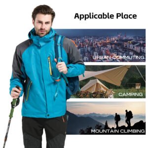 Men's Outdoor Waterproof Soft Shell Hooded Tactical Snowboard Jacket Hiking Camping Windbreaker Autumn Jacket Waterproof