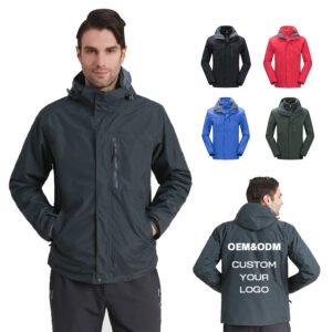 Customized logo Mountain Waterproof Skiing Windproof Outdoor Jacket 3-in-1 Winter Warm Hooded Snow Jacket Soft Shell